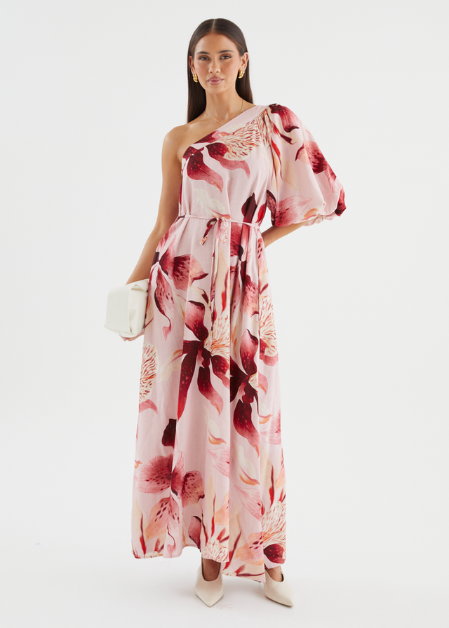 Dyanne One Shoulder Maxi Dress - Blush Lily