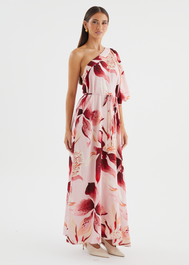 Dyanne One Shoulder Maxi Dress - Blush Lily