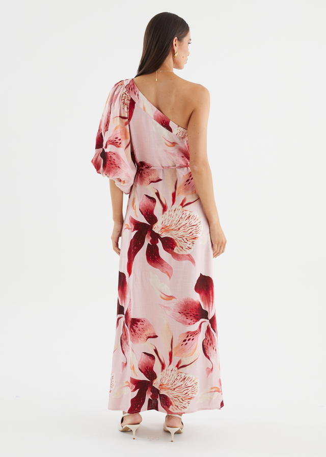 Dyanne One Shoulder Maxi Dress - Blush Lily