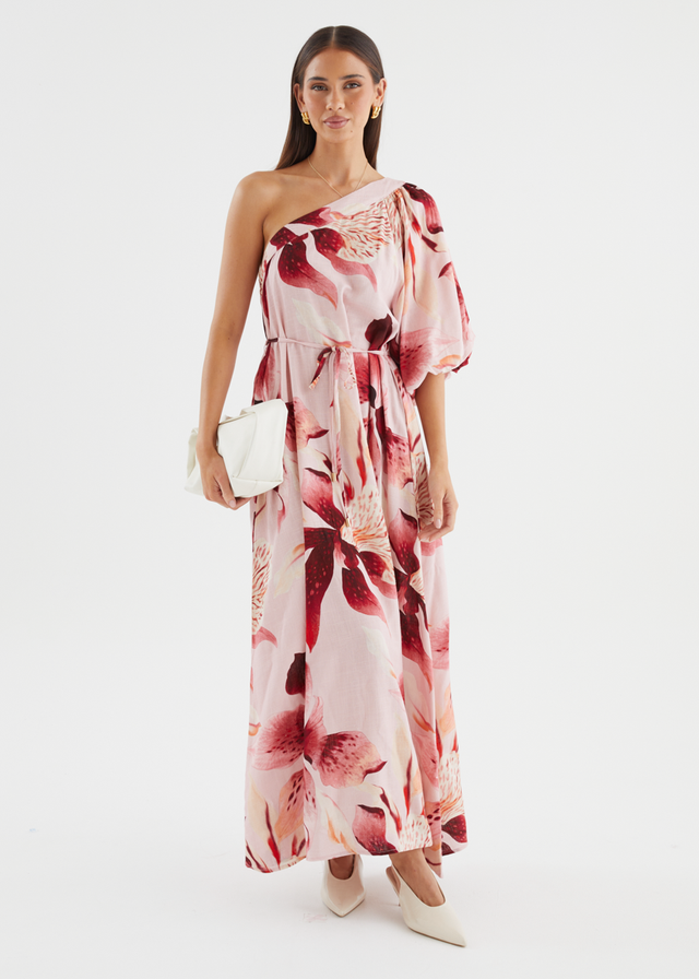 Dyanne One Shoulder Maxi Dress - Blush Lily