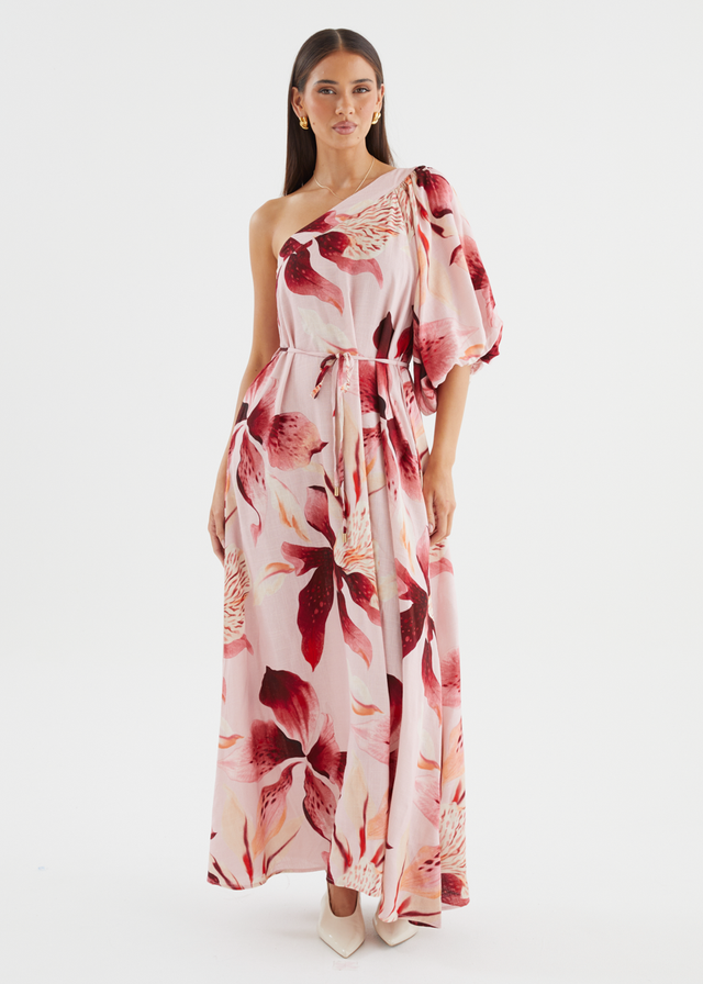 Dyanne One Shoulder Maxi Dress - Blush Lily