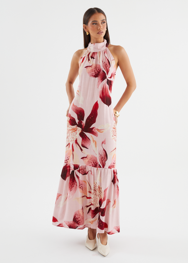Danica Halter Maxi Dress - Blush Lily