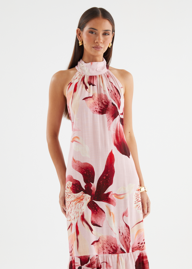 Danica Halter Maxi Dress - Blush Lily