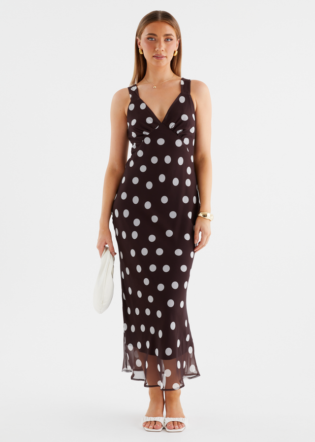 Taleena Maxi Dress - Chocolate Polka
