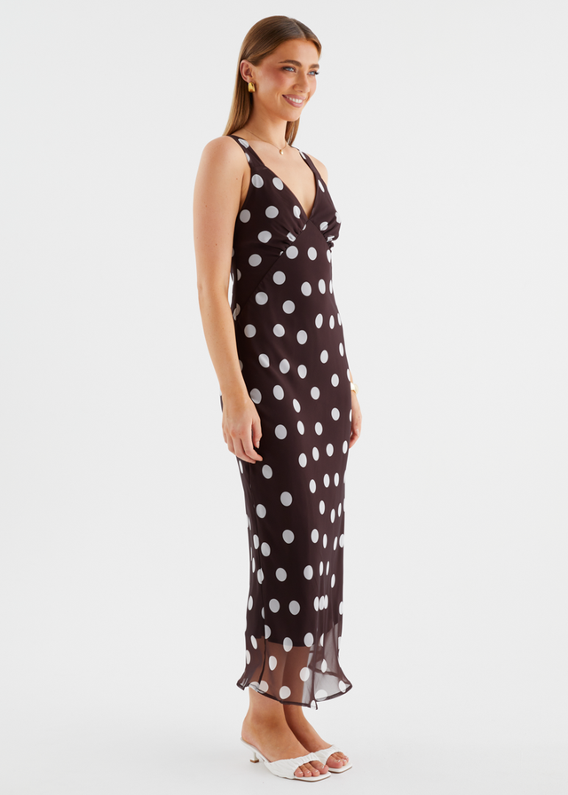 Taleena Maxi Dress - Chocolate Polka