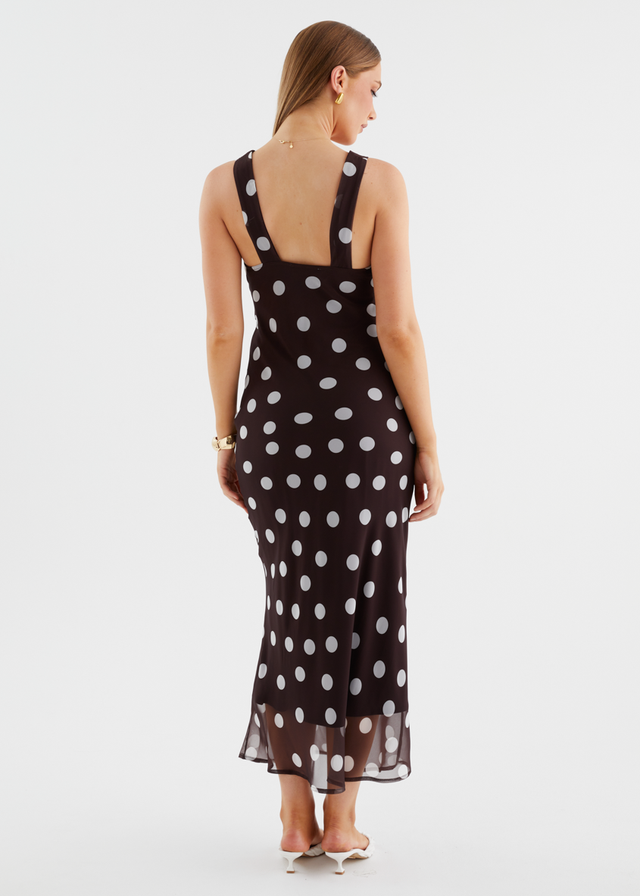Taleena Maxi Dress - Chocolate Polka