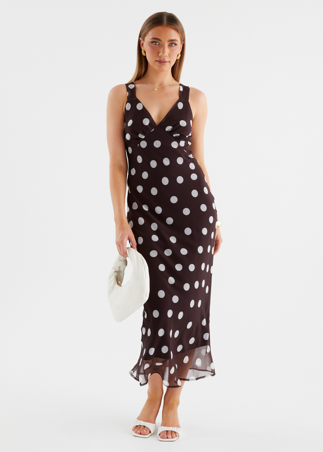 Taleena Maxi Dress - Chocolate Polka