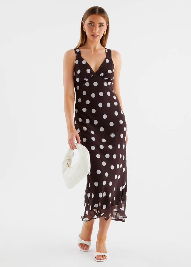 Taleena Maxi Dress - Chocolate Polka