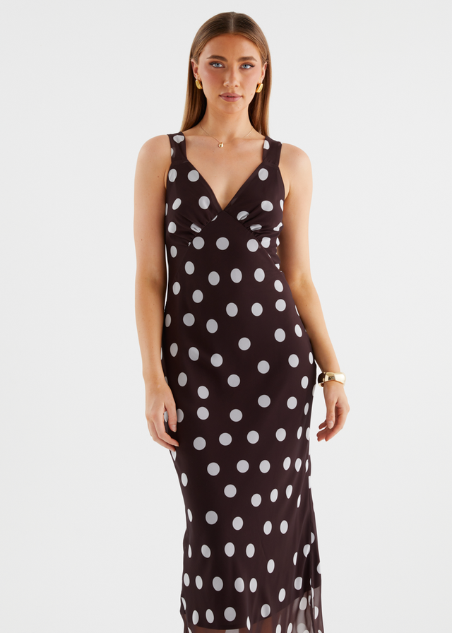 Taleena Maxi Dress - Chocolate Polka