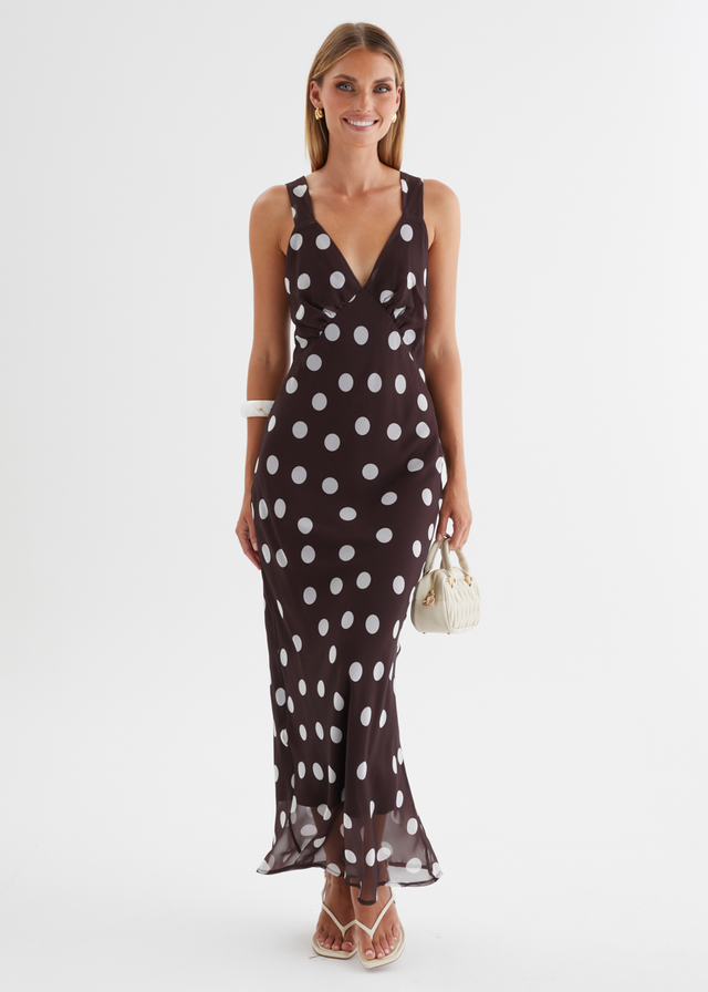 Taleena Maxi Dress - Chocolate Polka