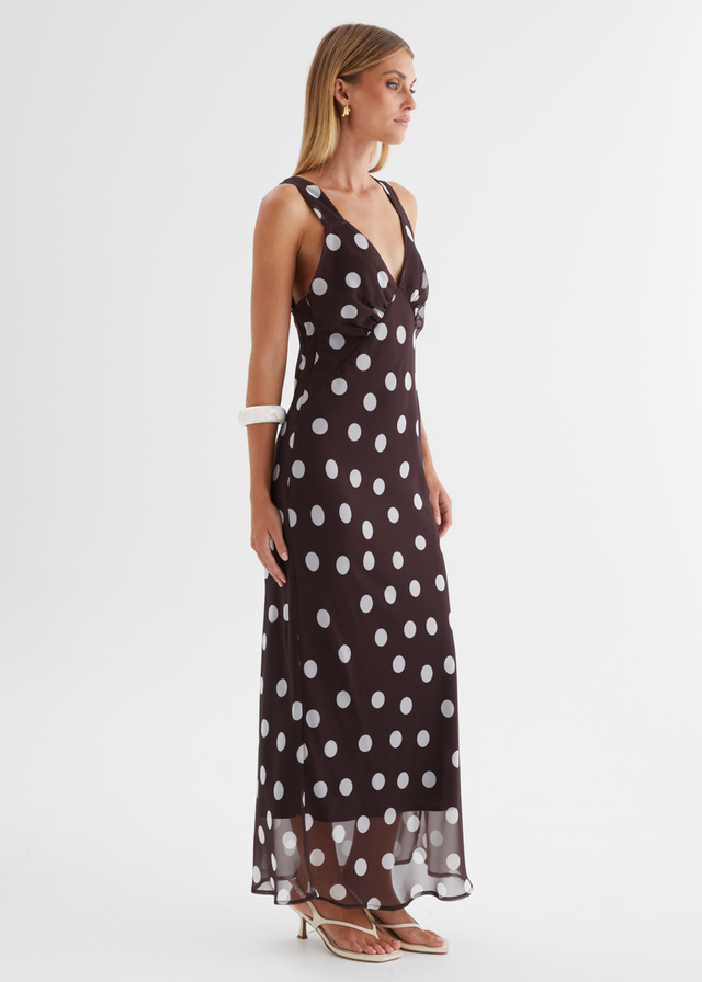 Taleena Maxi Dress - Chocolate Polka