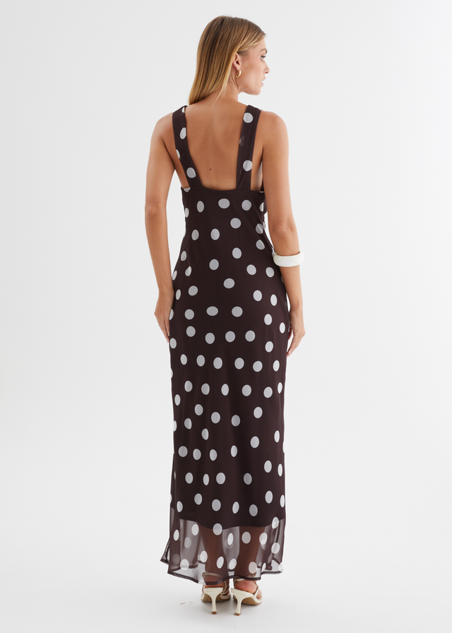 Taleena Maxi Dress - Chocolate Polka