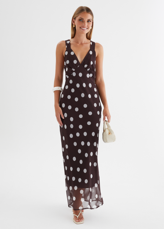 Taleena Maxi Dress - Chocolate Polka