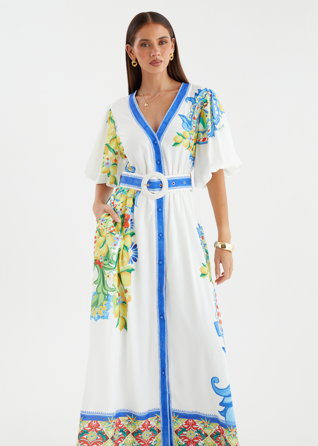 Vivianna Maxi Dress - White Positano