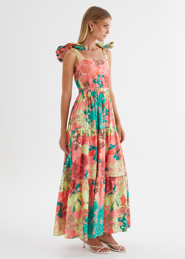 Calianna Maxi Dress - Coral Spritz