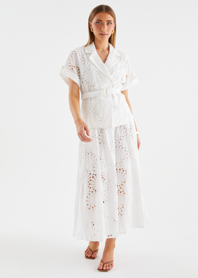 Kaylee Maxi Skirt - White Anglaise