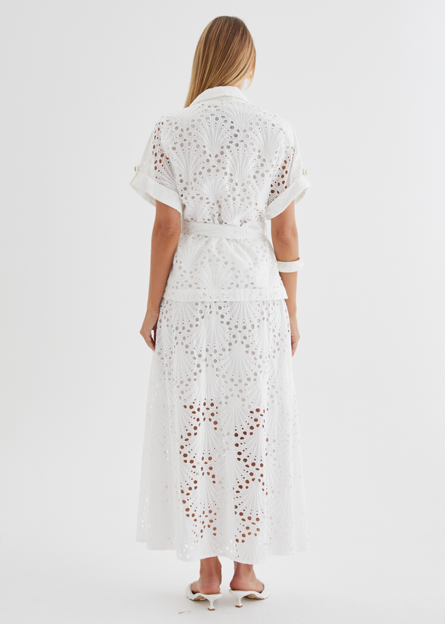 Kaylee Maxi Skirt - White Anglaise