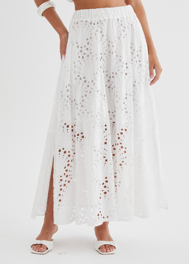 Kaylee Maxi Skirt - White Anglaise
