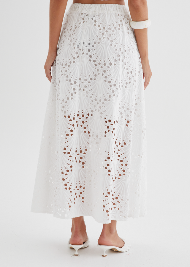 Kaylee Maxi Skirt - White Anglaise