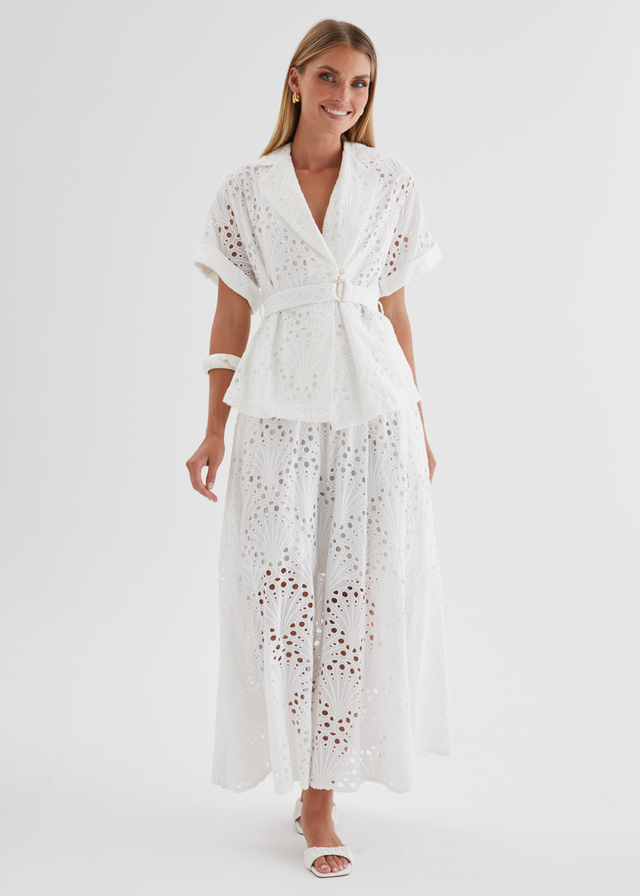 Kaylee Maxi Skirt - White Anglaise
