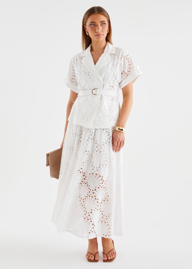 Kaylee Maxi Skirt - White Anglaise