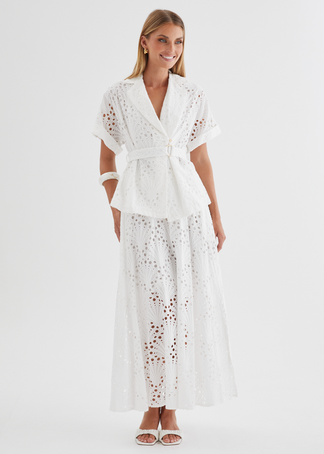 Kaylee Maxi Skirt - White Anglaise