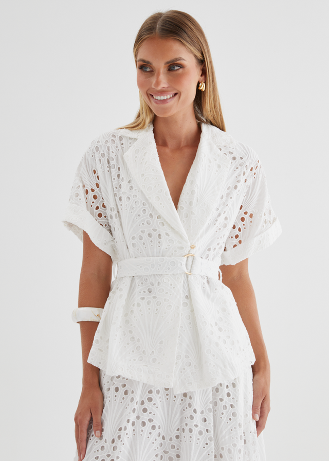 Kaylee Shirt - White Anglaise