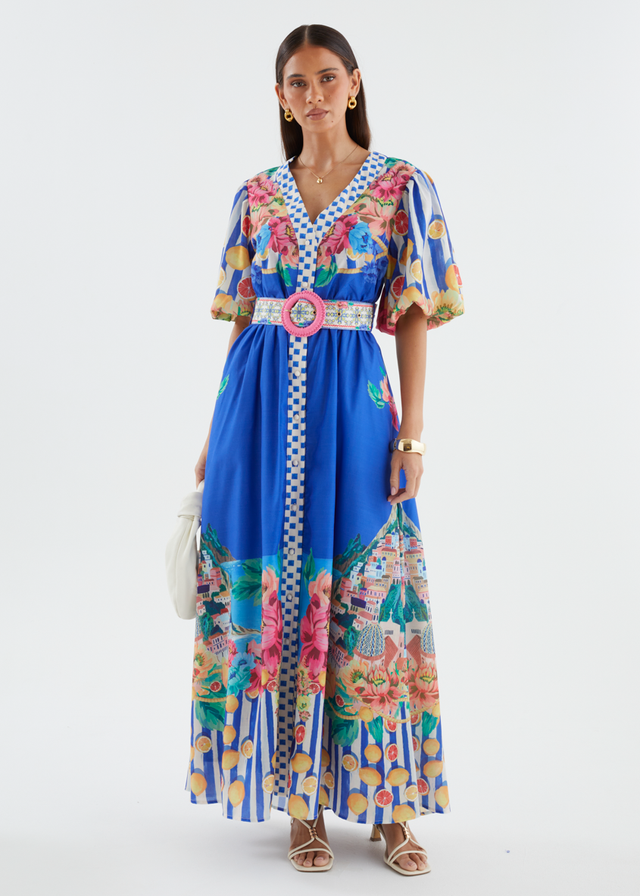 Ambre Maxi Dress - Positano Cobalt