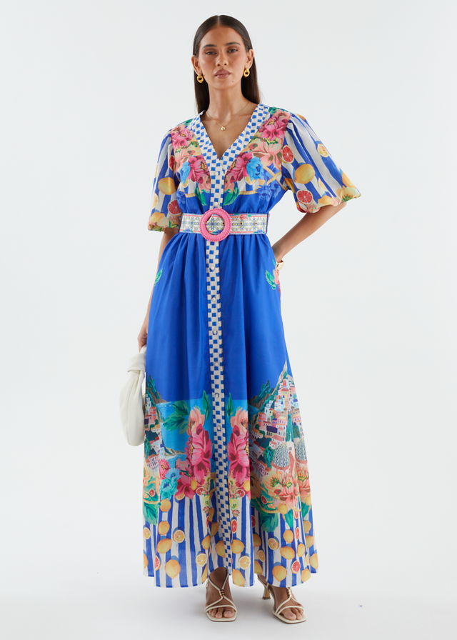 Ambre Maxi Dress - Positano Cobalt