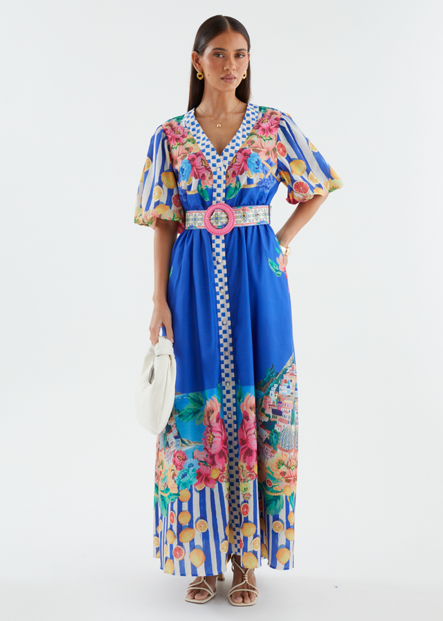 Ambre Maxi Dress - Positano Cobalt