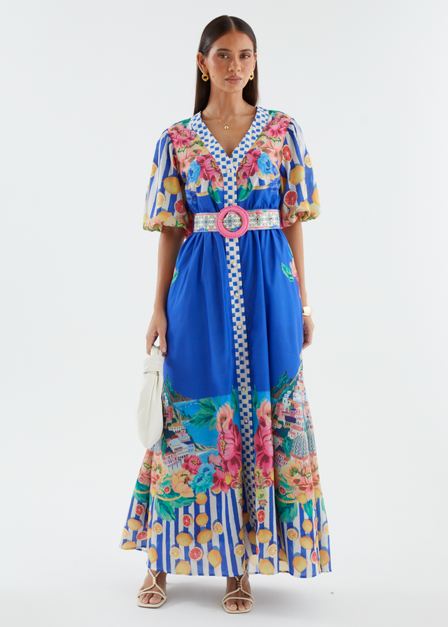 Ambre Maxi Dress - Positano Cobalt