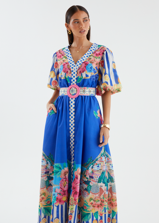 Ambre Maxi Dress - Positano Cobalt