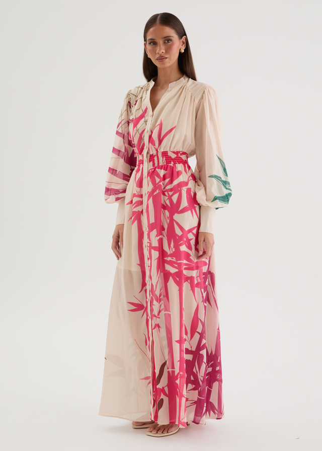 Tameka Maxi Dress - Cream Abstract