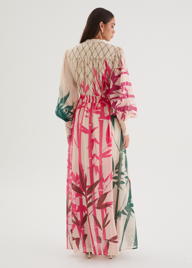 Tameka Maxi Dress - Cream Abstract