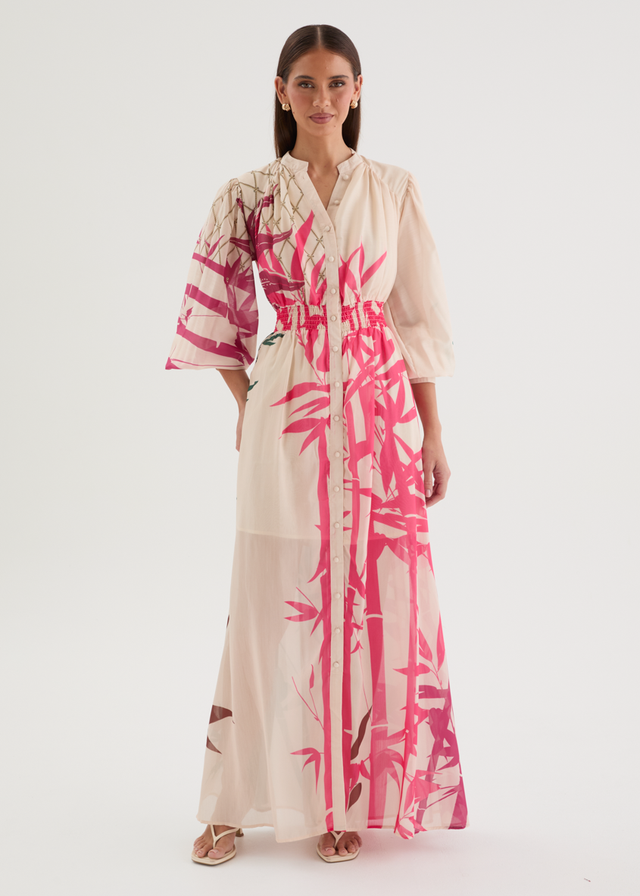 Tameka Maxi Dress - Cream Abstract