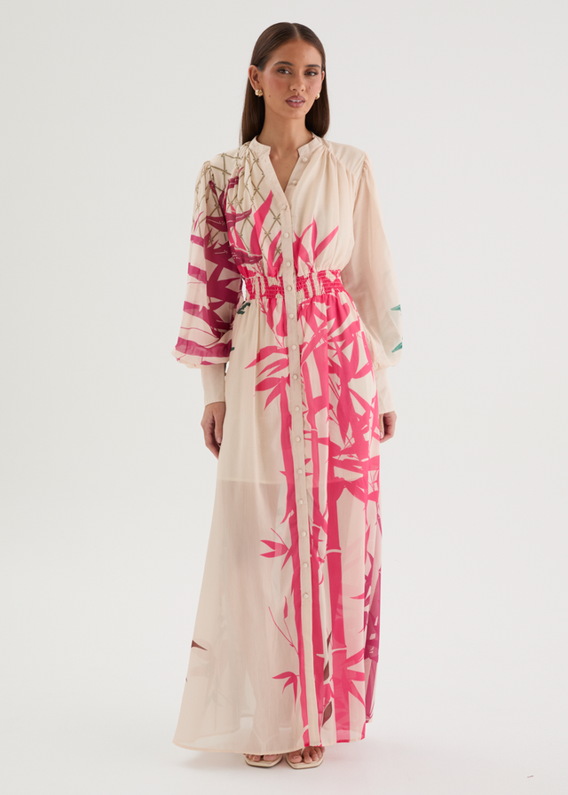 Tameka Maxi Dress - Cream Abstract