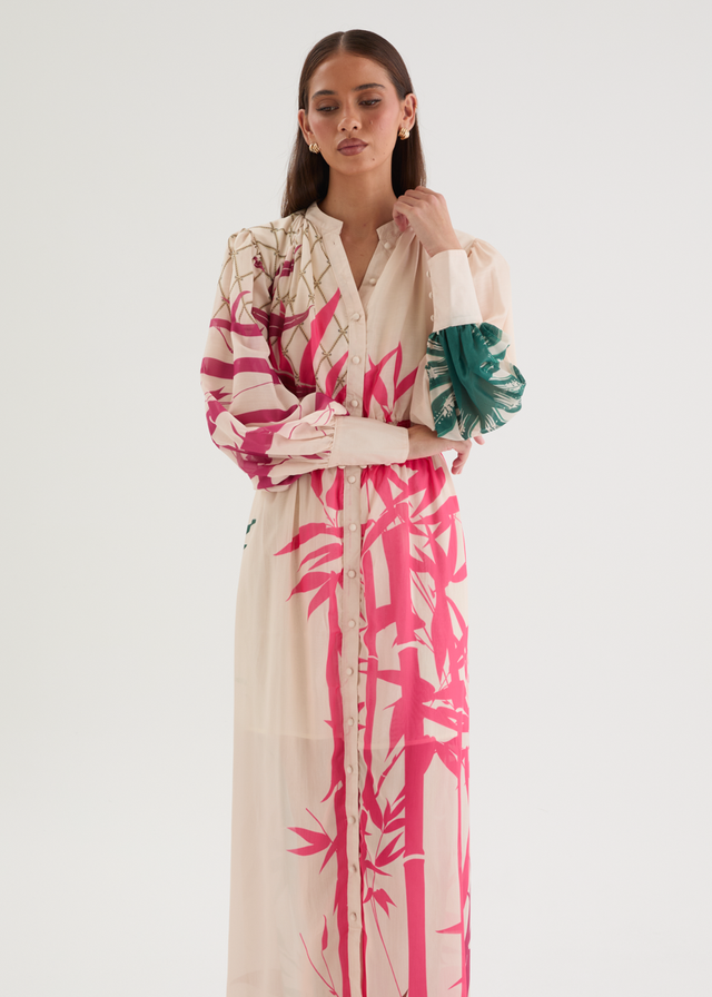 Tameka Maxi Dress - Cream Abstract