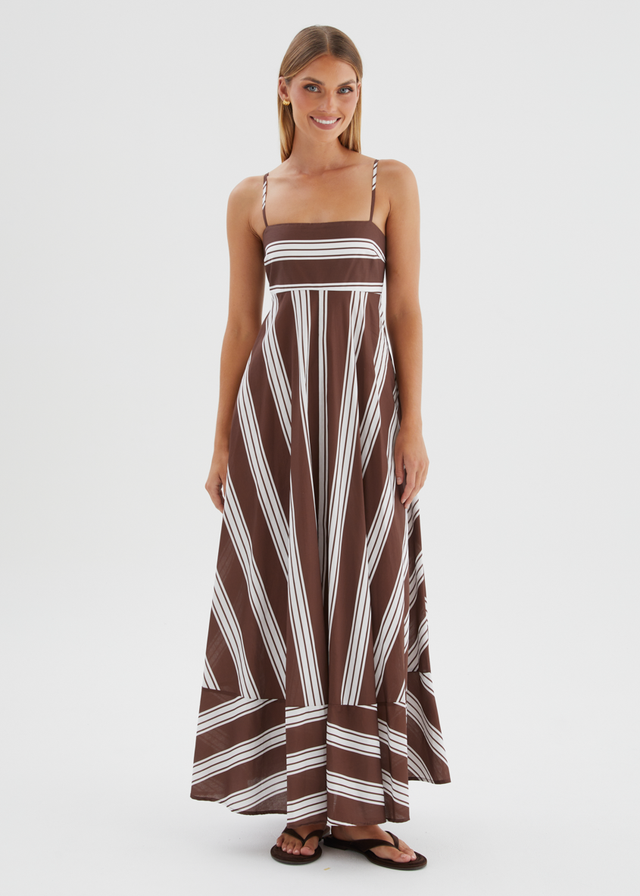 Elide Maxi Dress - Choc Stripe