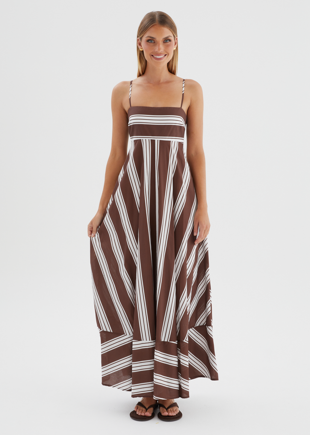 Elide Maxi Dress - Choc Stripe