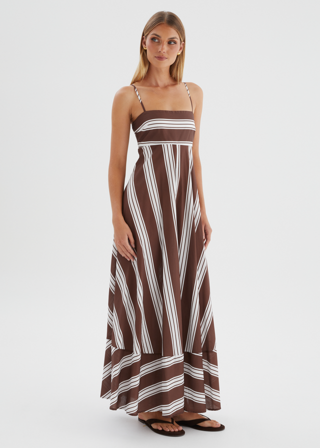 Elide Maxi Dress - Choc Stripe