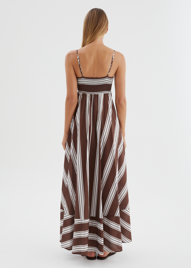 Elide Maxi Dress - Choc Stripe