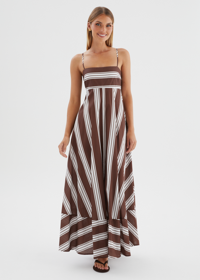 Elide Maxi Dress - Choc Stripe