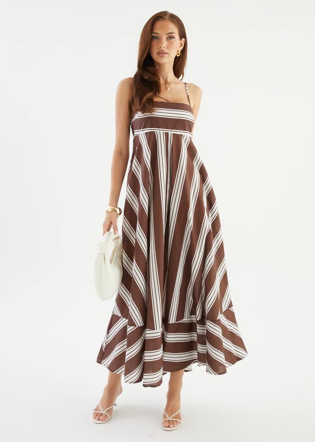 Elide Maxi Dress - Choc Stripe