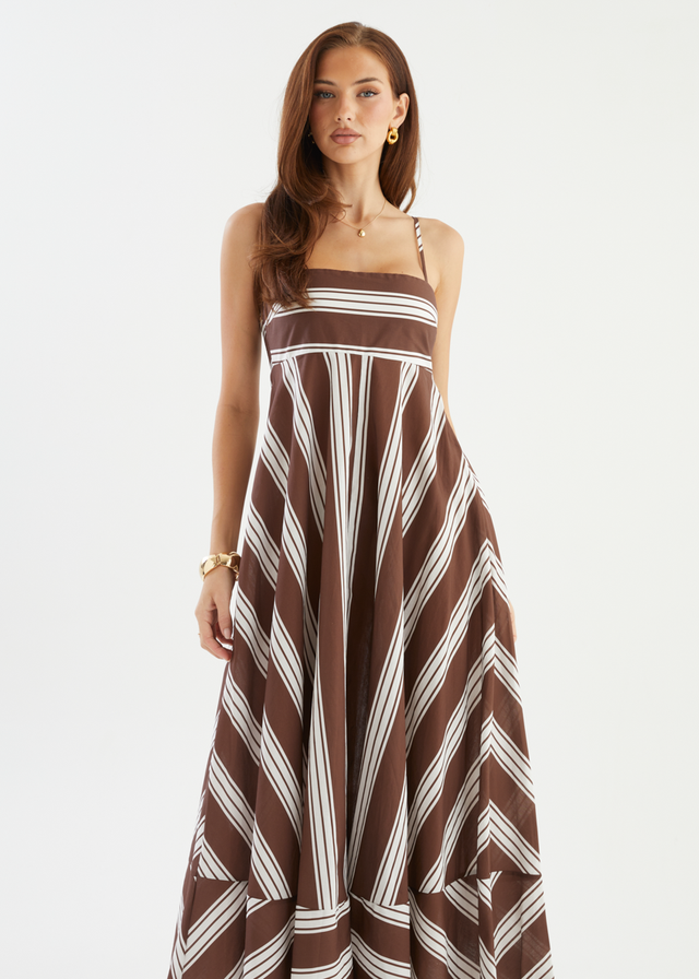 Elide Maxi Dress - Choc Stripe