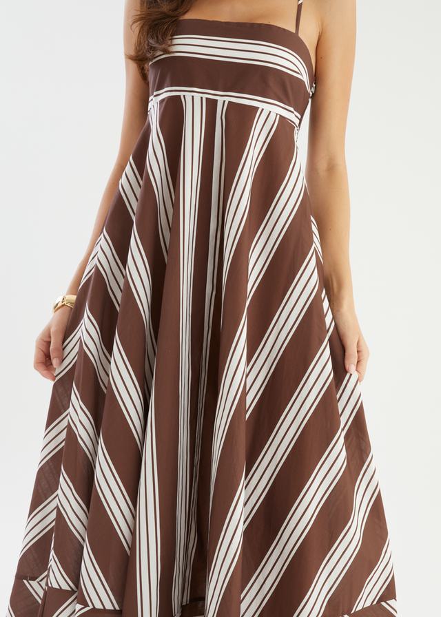 Elide Maxi Dress - Choc Stripe