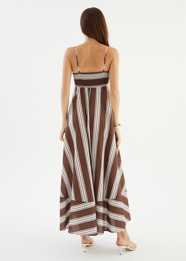 Elide Maxi Dress - Choc Stripe