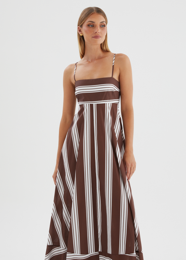 Elide Maxi Dress - Choc Stripe