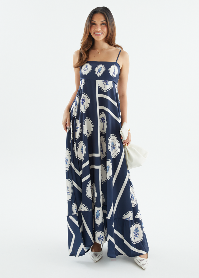 Elide Maxi Dress - Navy White