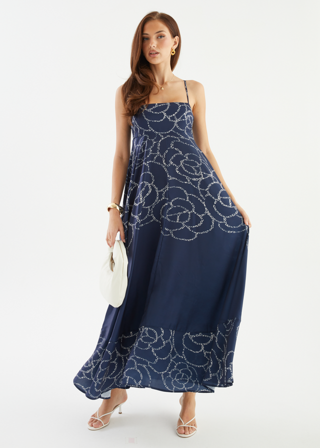Elide Maxi Dress - Navy Abstract