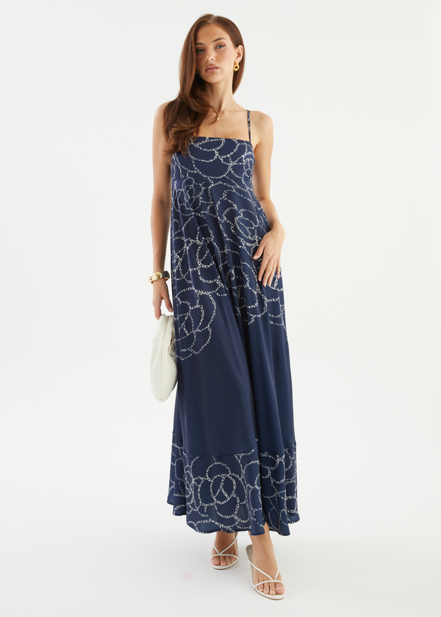 Elide Maxi Dress - Navy Abstract